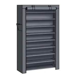 10-Tier Shoe Rack, Shoe Storage Cabinet With Dustproof Cover, Free-Standing Shoe