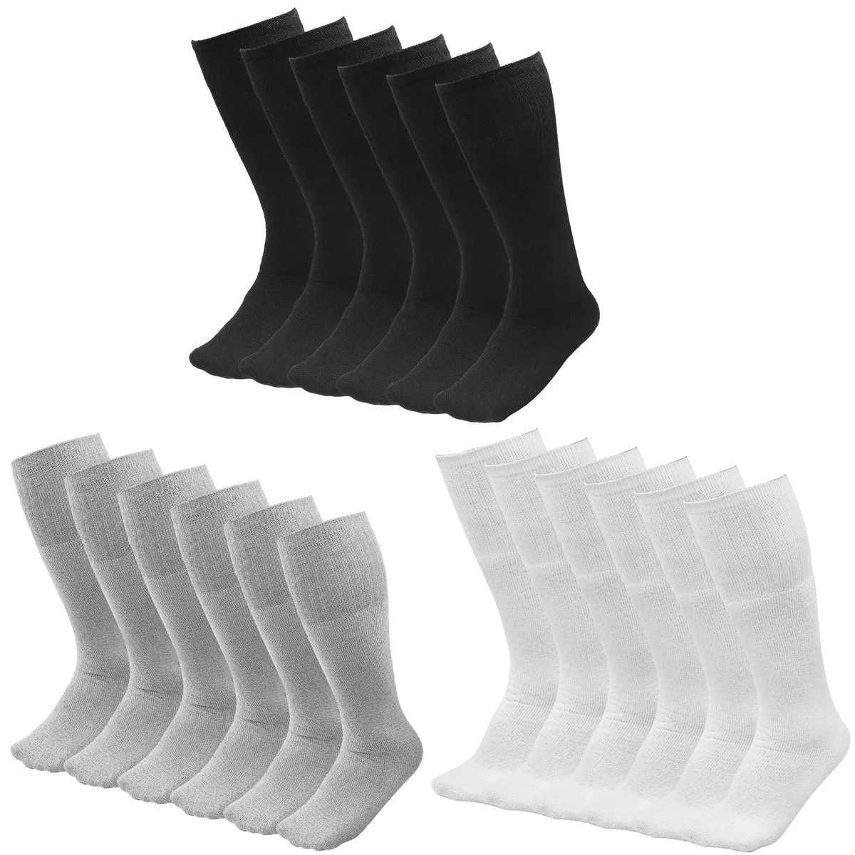 6 Pairs Men's Athletic Sport Tube Socks 10-15 Mid Calf