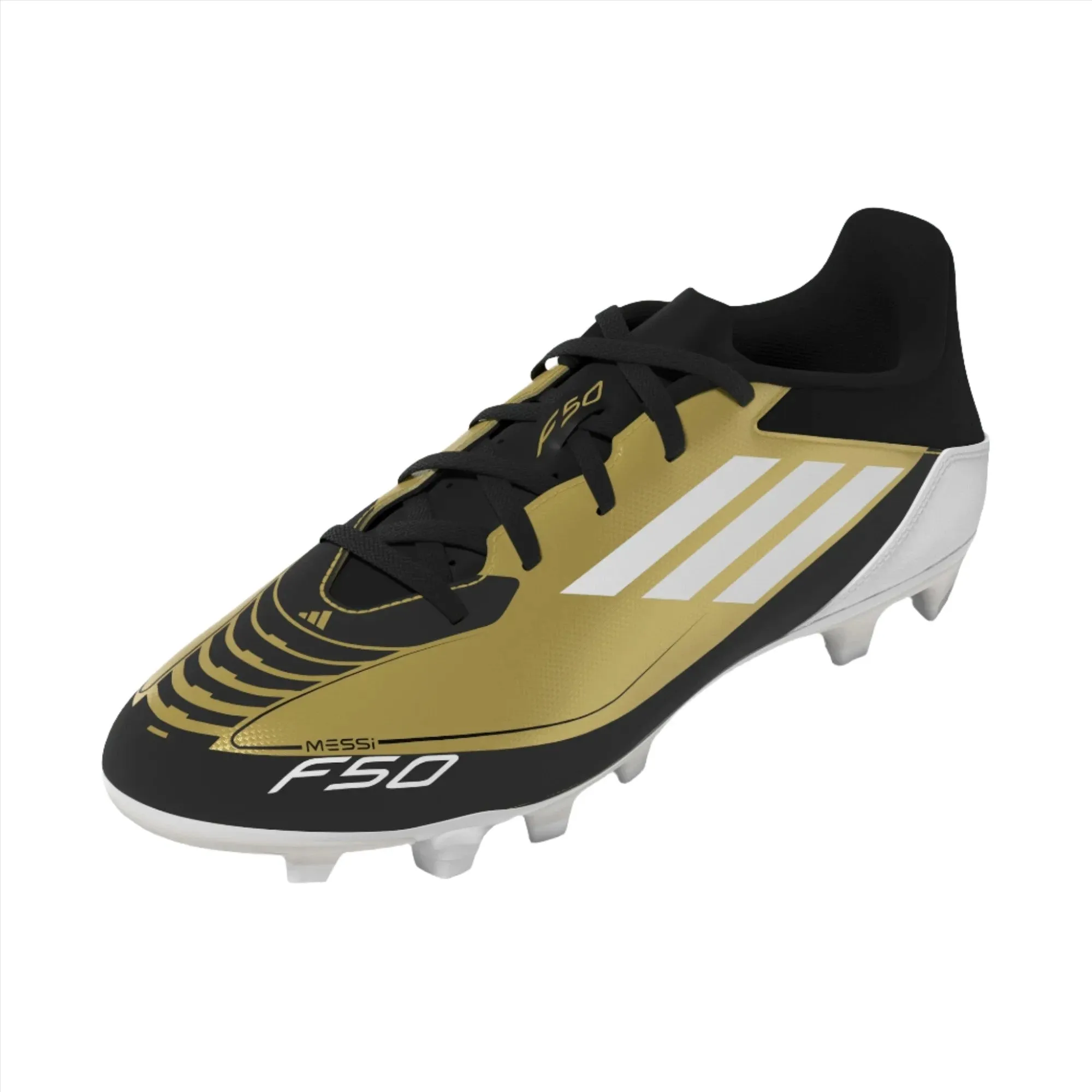 Adidas Adults Firm Ground Football Boot F50 Club Messi Gold/White/Black