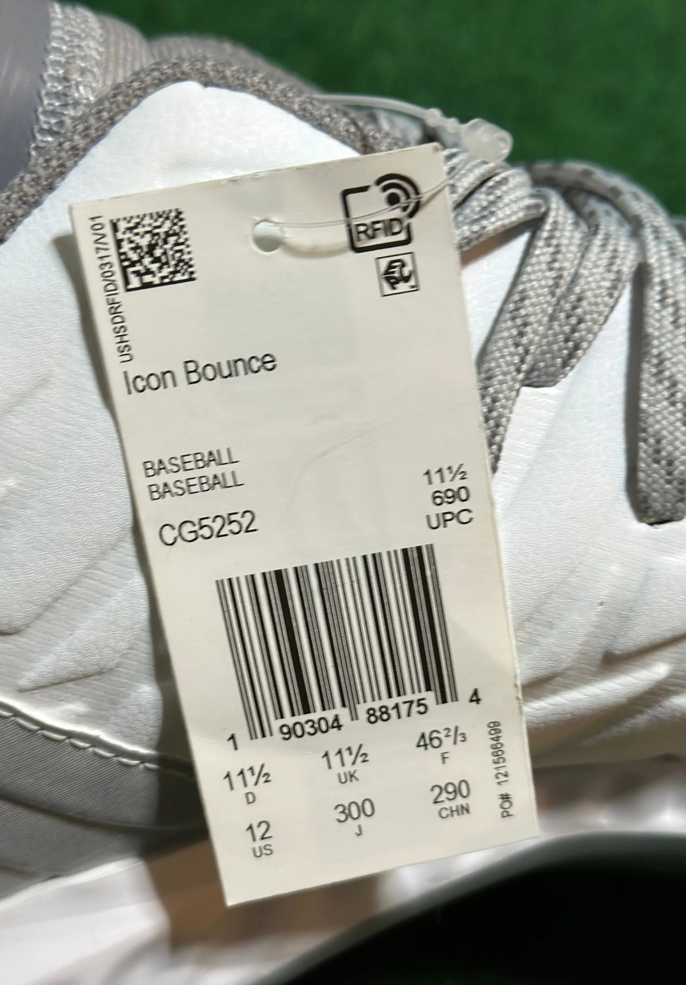 Adidas Icon Bounce Low Metal Baseball Cleats CG5252 White/Grey Men's Size 12