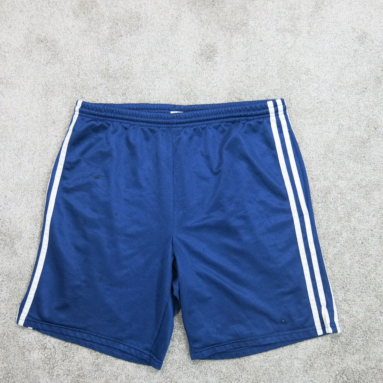 Adidas Men Activewear Shorts Running Training Elastic Waist 3 Stripe Blue Size M