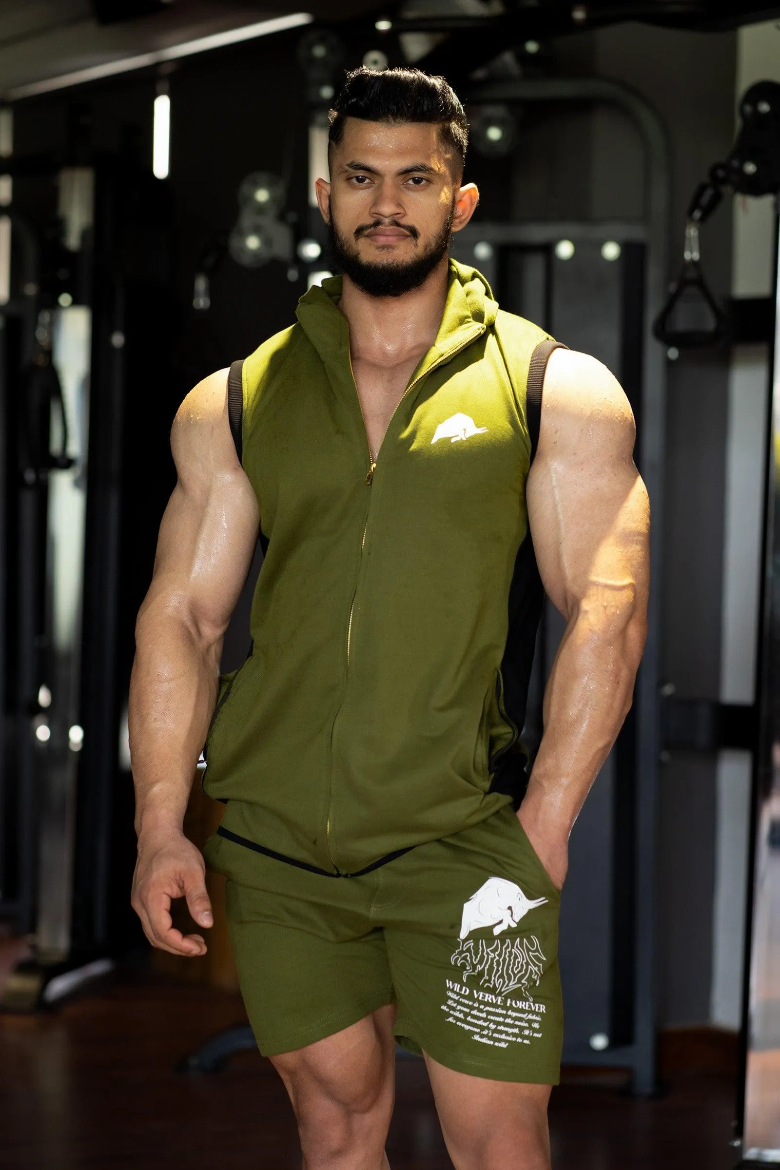 Alpha Sleeveless Dual Color Jacket (Olive)