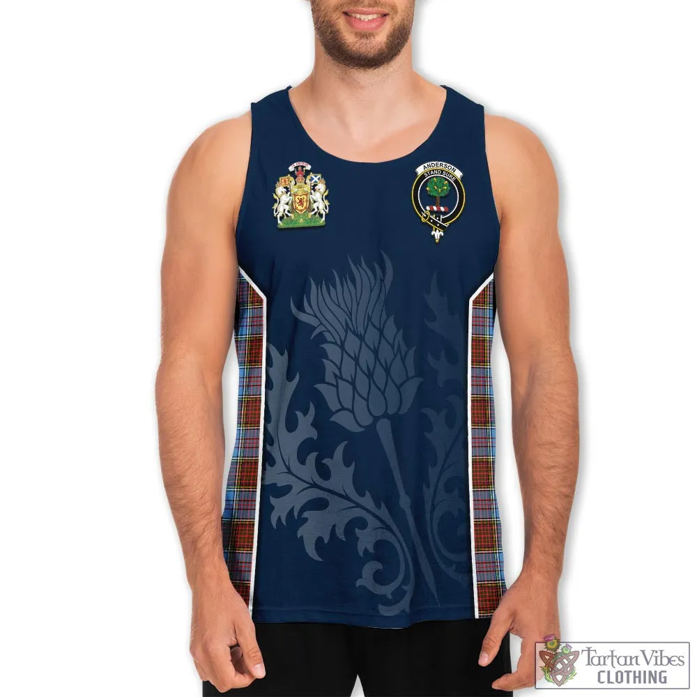 Anderson Modern Tartan Men's Tanks Top with Family Crest and Scottish Thistle Vibes Sport Style