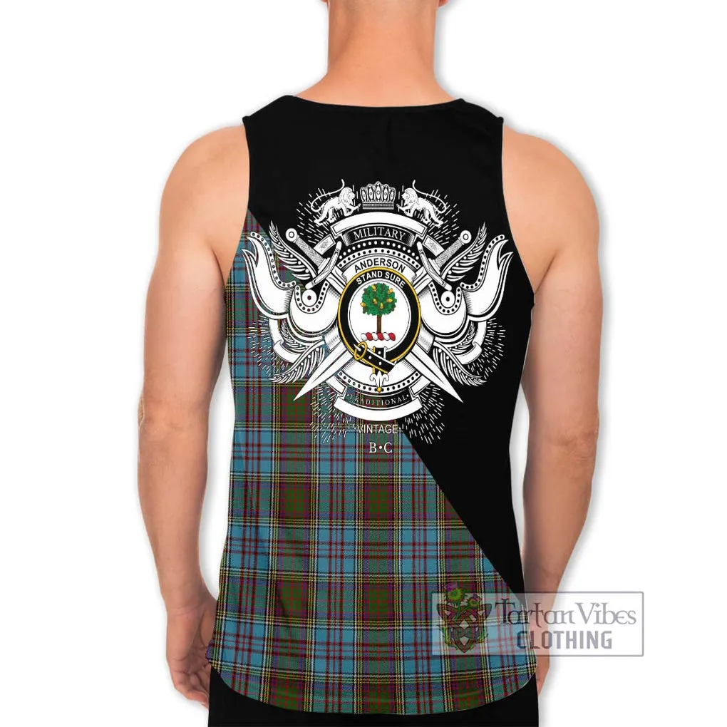 Anderson Tartan Men's Tank Top with Family Crest and Military Logo Style