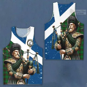 Anstruther Tartan Men's Tank Top with Family Crest Scottish Bagpiper Vibes