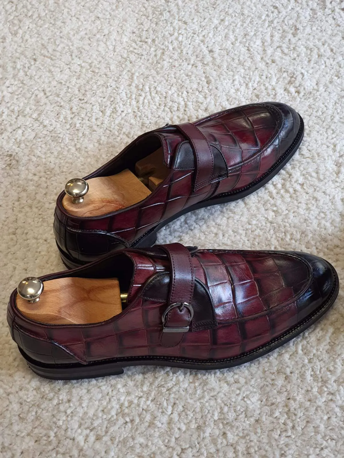 Antonio Burgundy Buckle Loafers