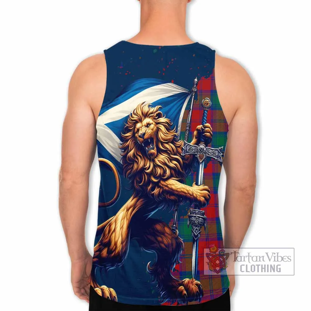 Auchinleck (Affleck) Tartan Family Crest Men's Tank Top with Scottish Majestic Lion