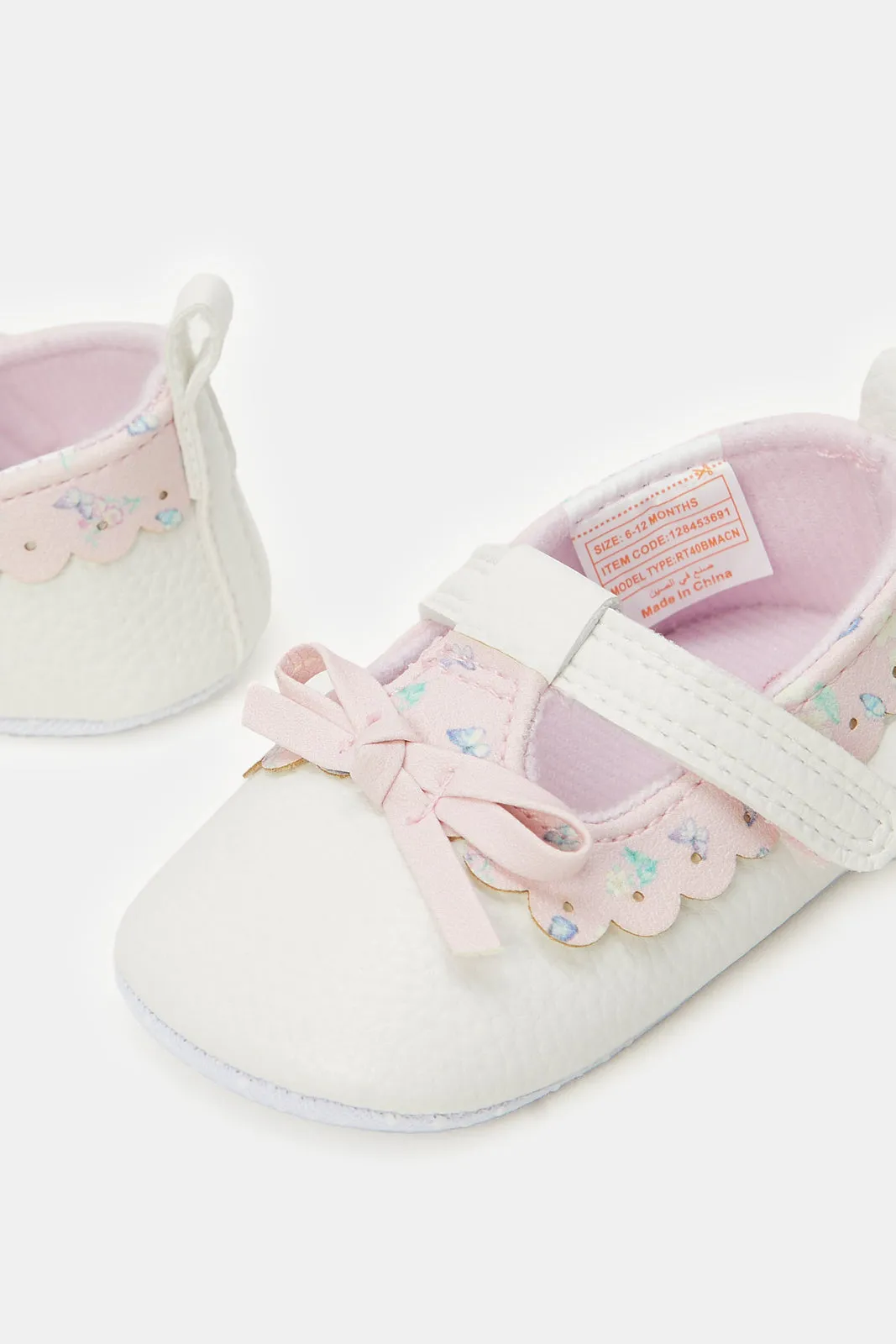 Baby White Bow Pram Shoes