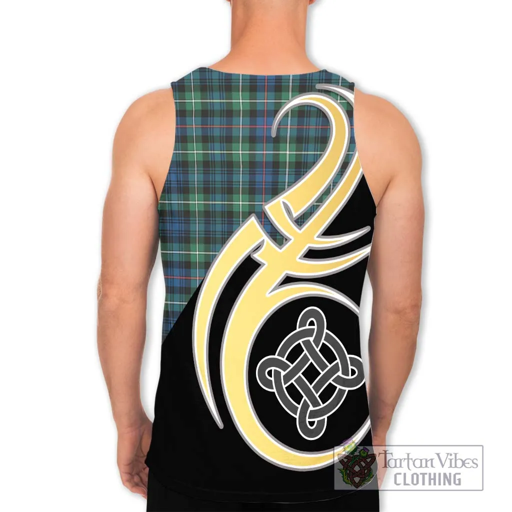 Baillie Ancient Tartan Men's Tank Top with Family Crest and Celtic Symbol Style