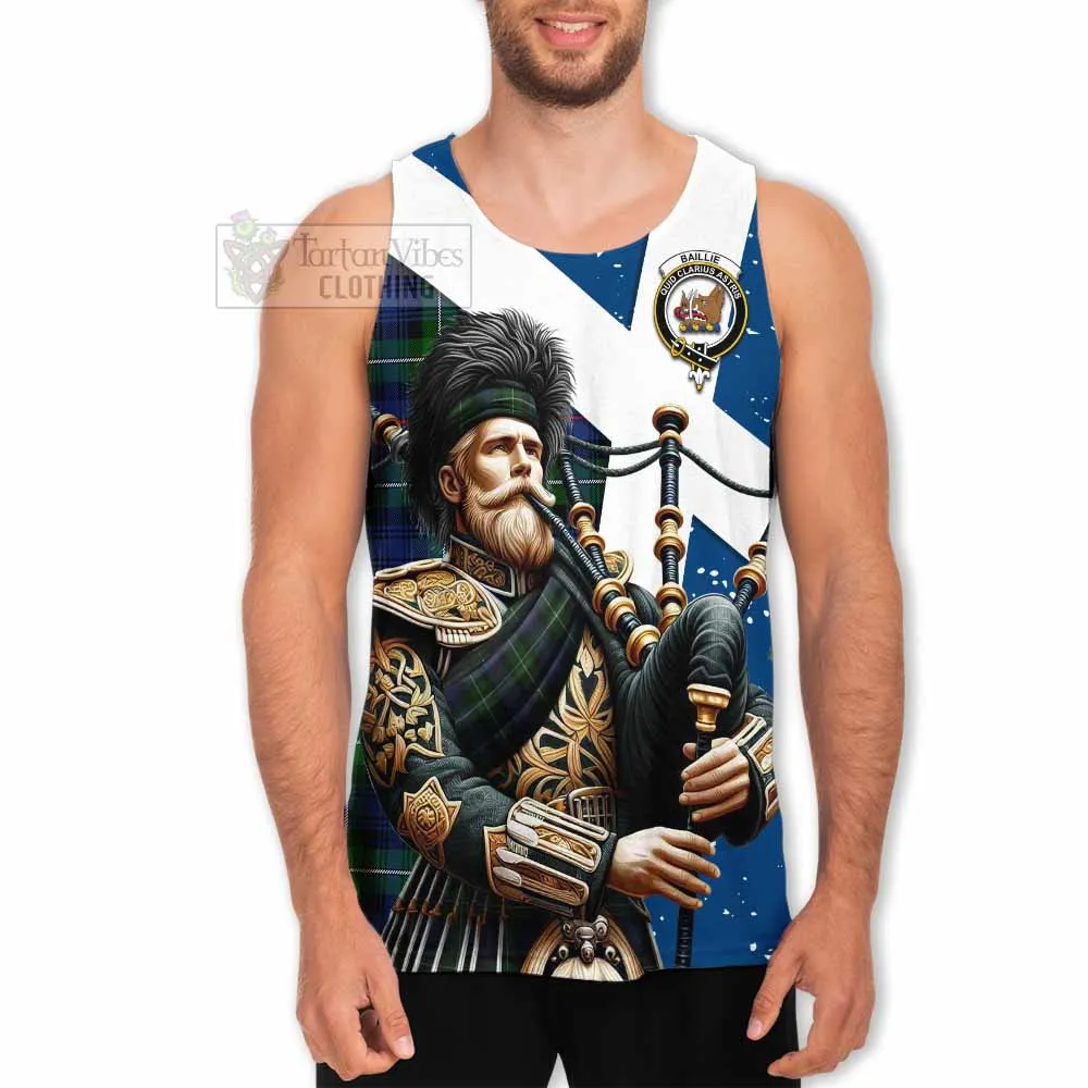 Baillie (Bailey) Tartan Men's Tank Top with Family Crest Scottish Bagpiper Vibes