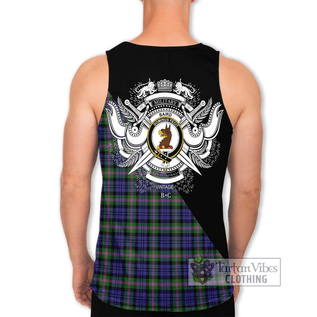 Baird Modern Tartan Men's Tank Top with Family Crest and Military Logo Style