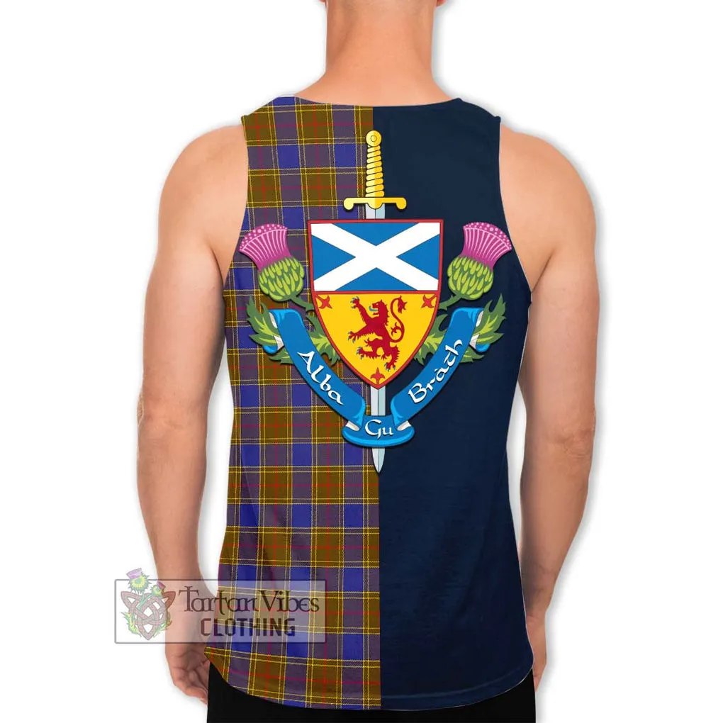 Balfour Tartan Men's Tank Top Alba with Scottish Lion Royal Arm Half Style