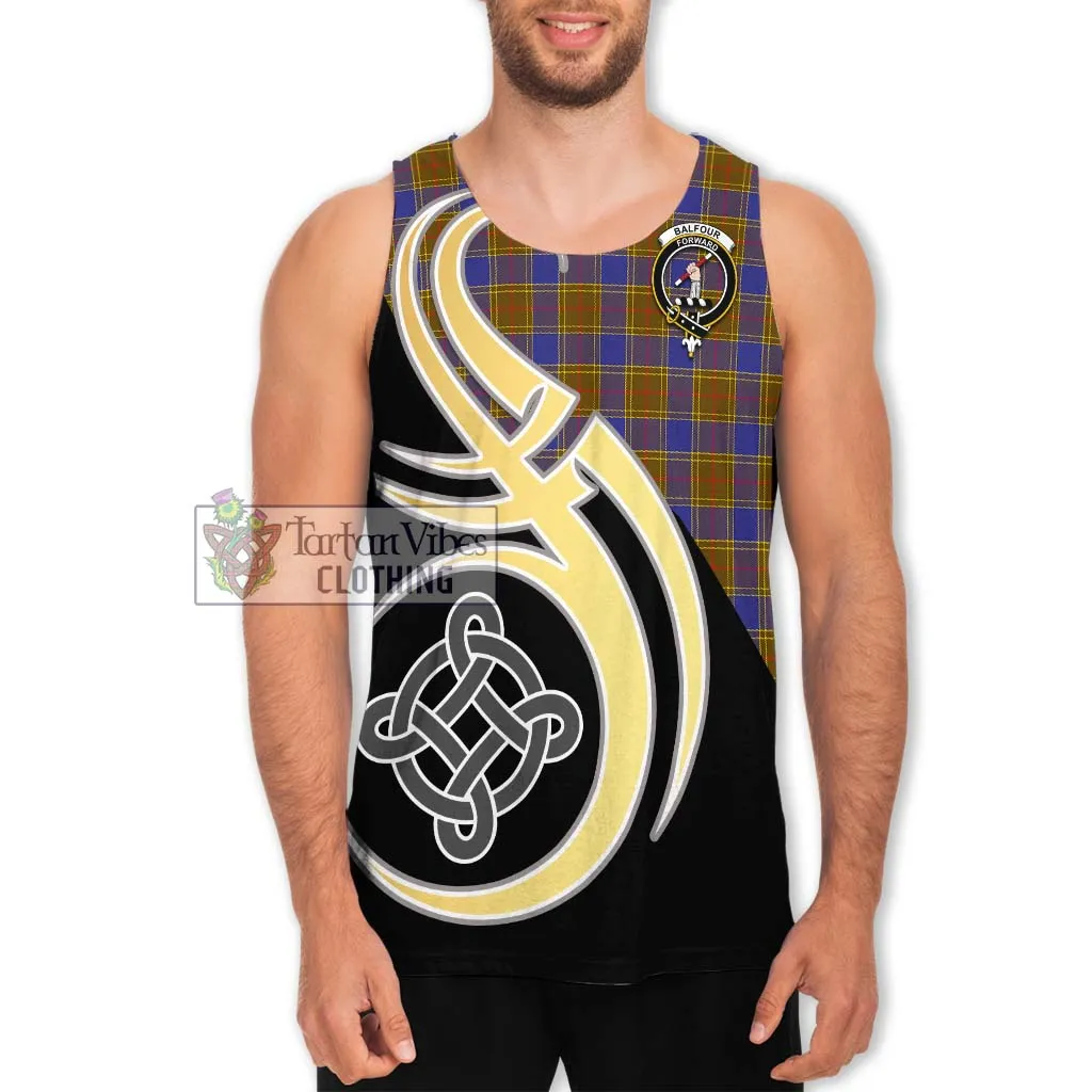 Balfour Tartan Men's Tank Top with Family Crest and Celtic Symbol Style