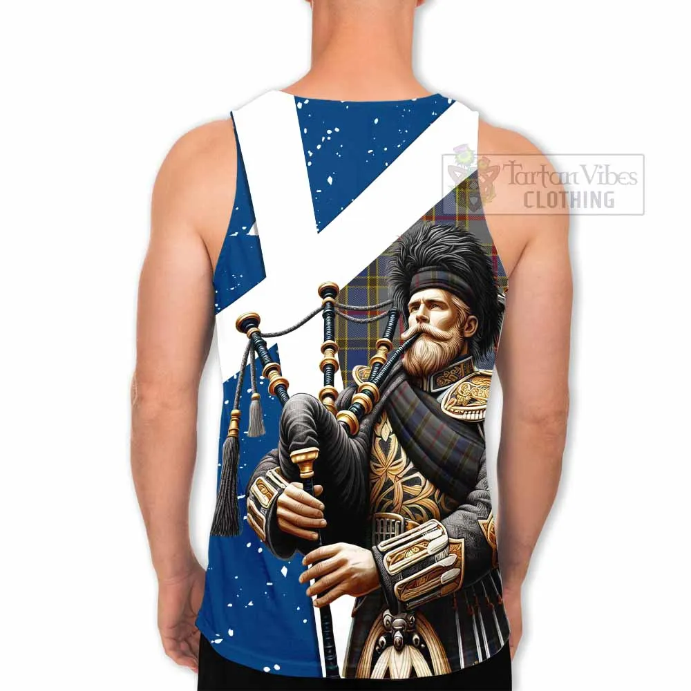 Balfour Tartan Men's Tank Top with Family Crest Scottish Bagpiper Vibes