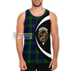 Bannatyne Tartan Men's Tank Top with Family Crest Circle Style