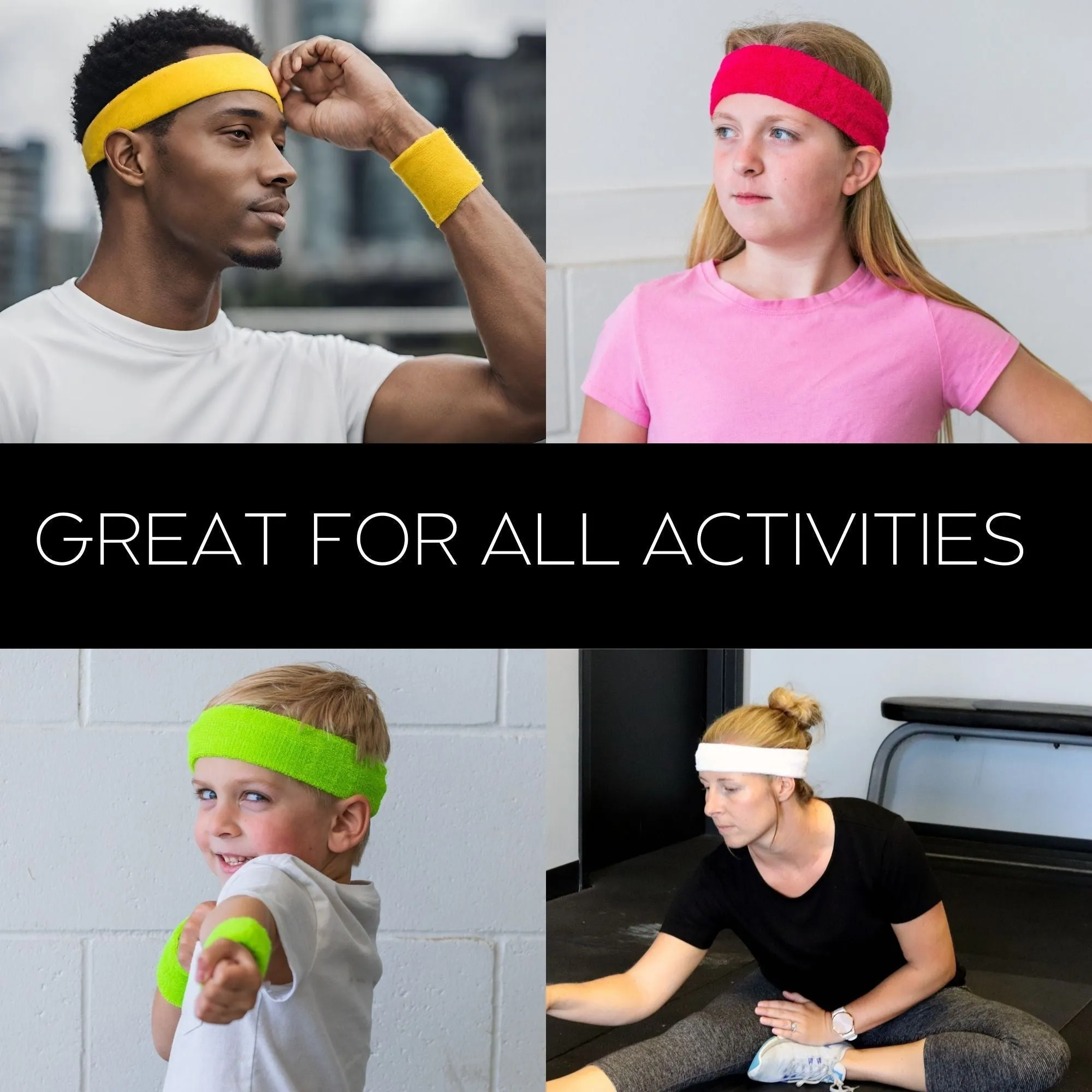 Basic Head Sweatbands - 4 Pack