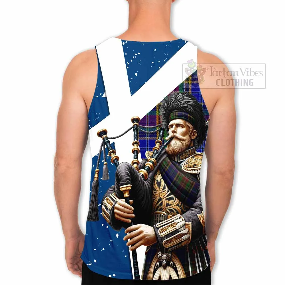 Beattie (Beatty) Tartan Men's Tank Top with Family Crest Scottish Bagpiper Vibes