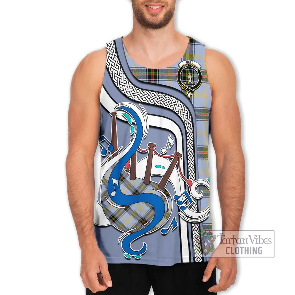 Bell Tartan Men's Tank Top with Epic Bagpipe Style