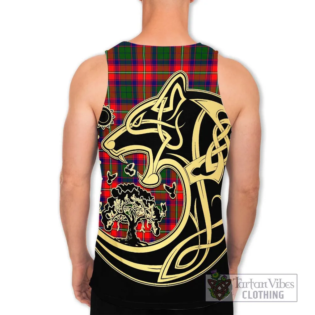 Belshes Tartan Men's Tank Top with Family Crest Celtic Wolf Style