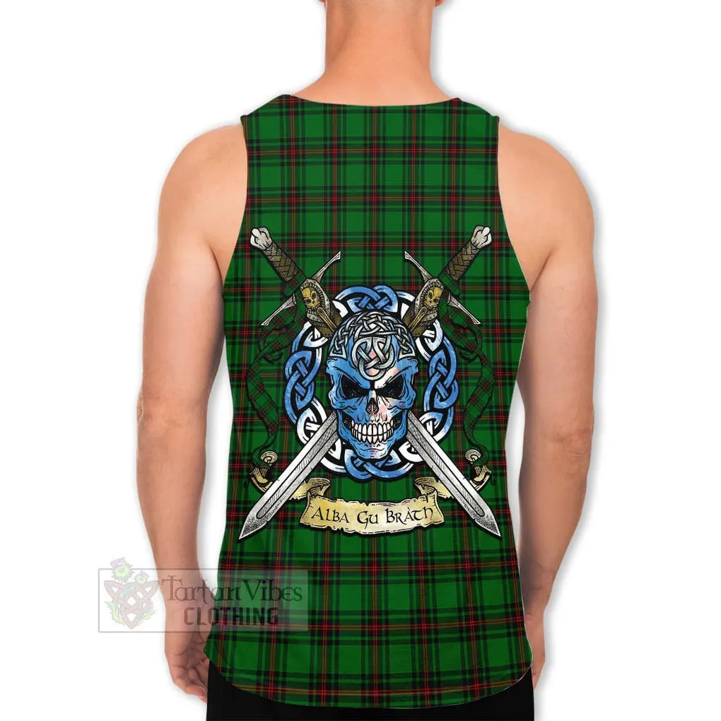 Beveridge Tartan Men's Tank Top with Family Crest Celtic Skull Style