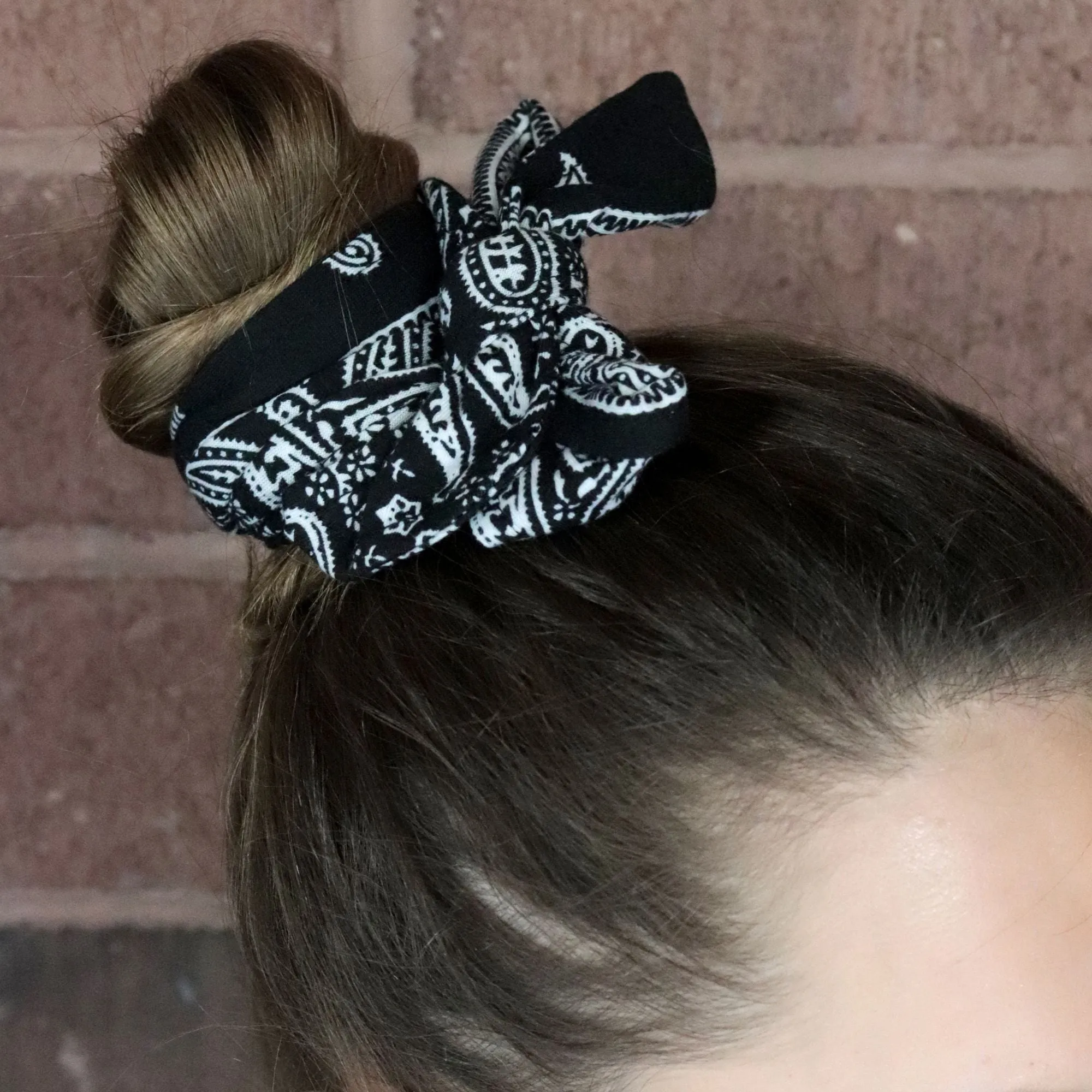 Black Bandana Tie Headbands - 12 Pack