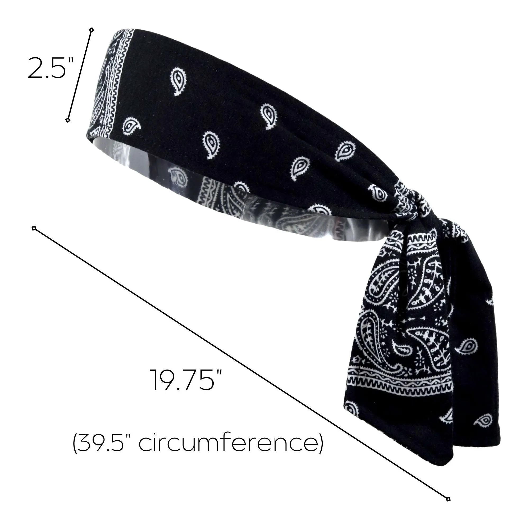 Black Bandana Tie Headbands - 12 Pack