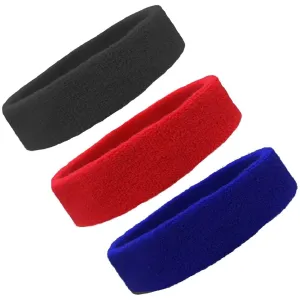 Black Red Blue Head Sweatbands - 3 Pack