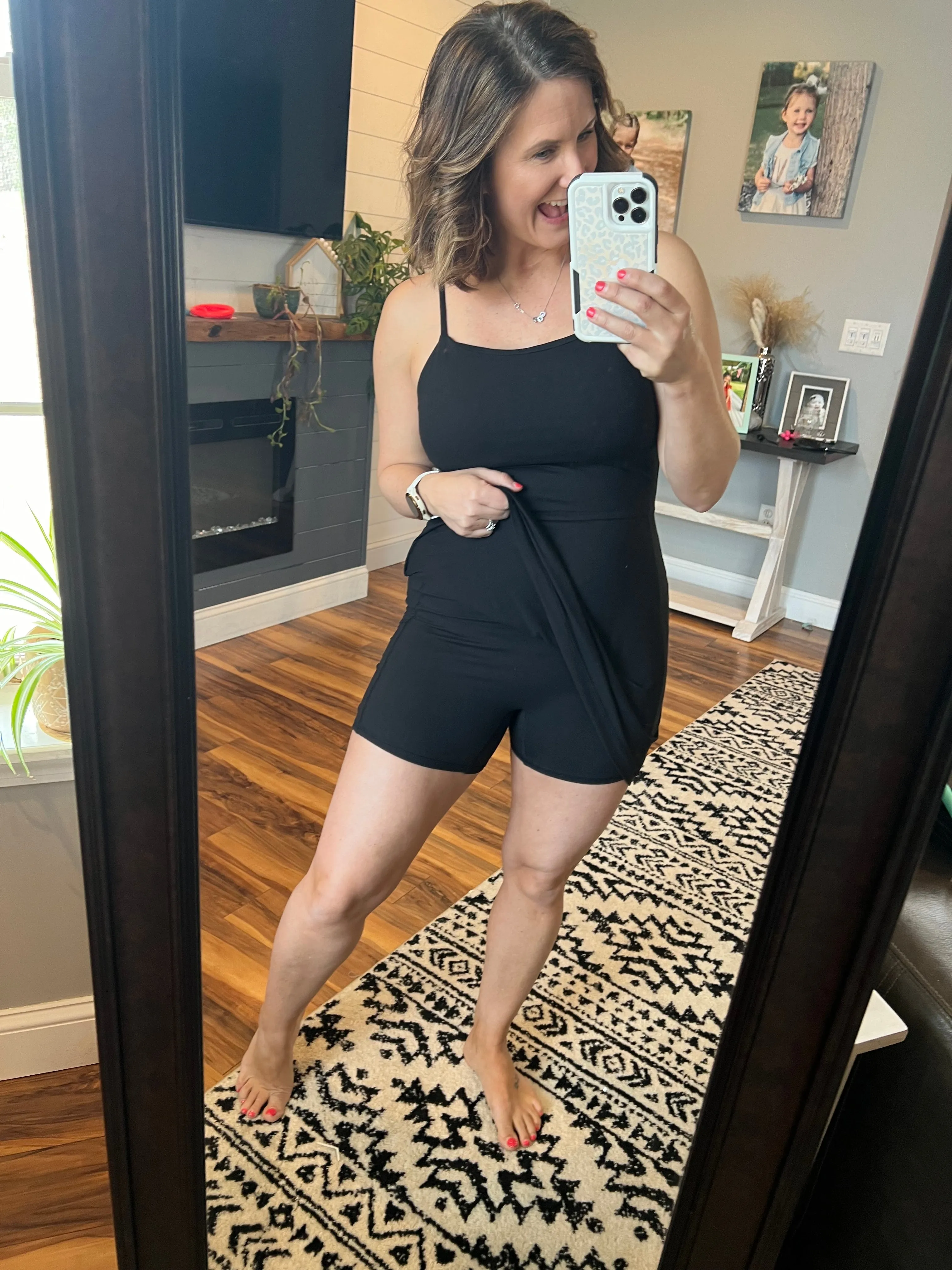 Black Romper Built in Bra Dress