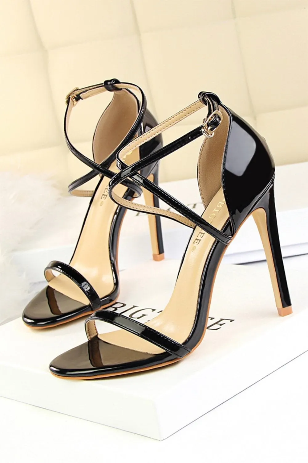 Black Stiletto Sandals