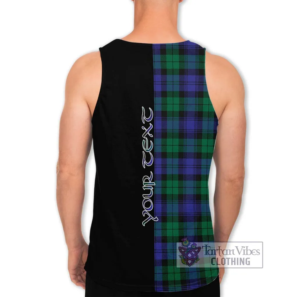 Black Watch Modern Tartan Men's Tank Top with Family Crest and Half Of Me Style