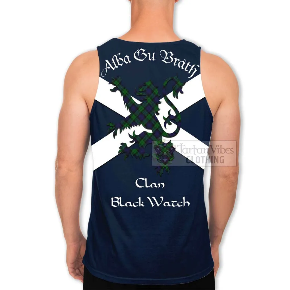 Black Watch Tartan Lion Rampant Men's Tank Top  Proudly Display Your Heritage with Alba Gu Brath and Clan Name