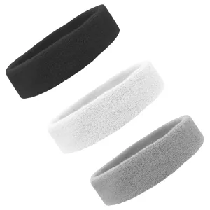 Black White Gray Head Sweatbands - 3 Pack