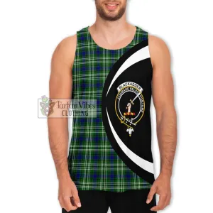 Blackadder Tartan Men's Tank Top with Family Crest Circle Style