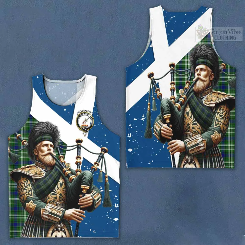 Blackadder Tartan Men's Tank Top with Family Crest Scottish Bagpiper Vibes