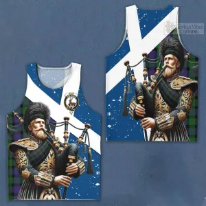 Blair Tartan Men's Tank Top with Family Crest Scottish Bagpiper Vibes