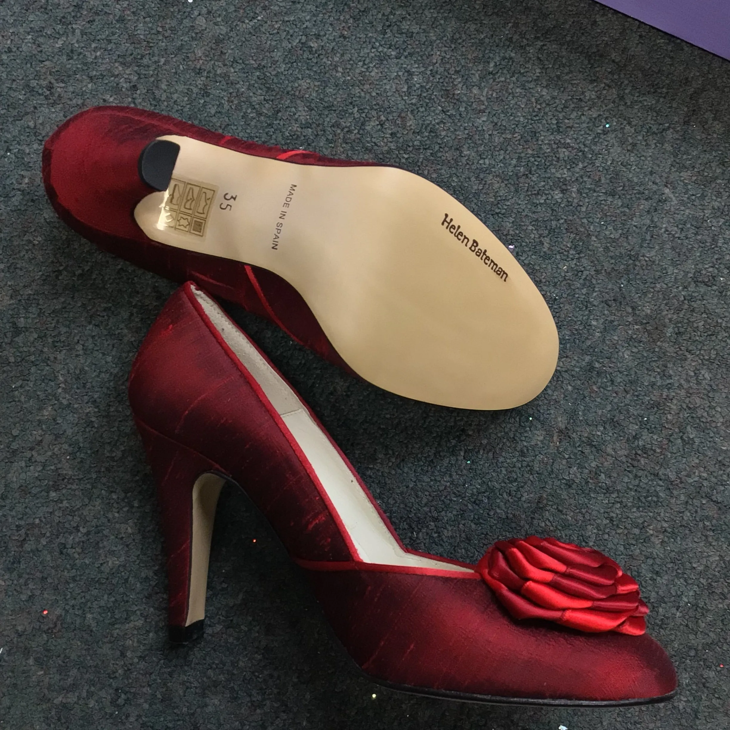 BNIB Helen Bateman Dolly Rose Ruby Red Heeled Shoes Size 35