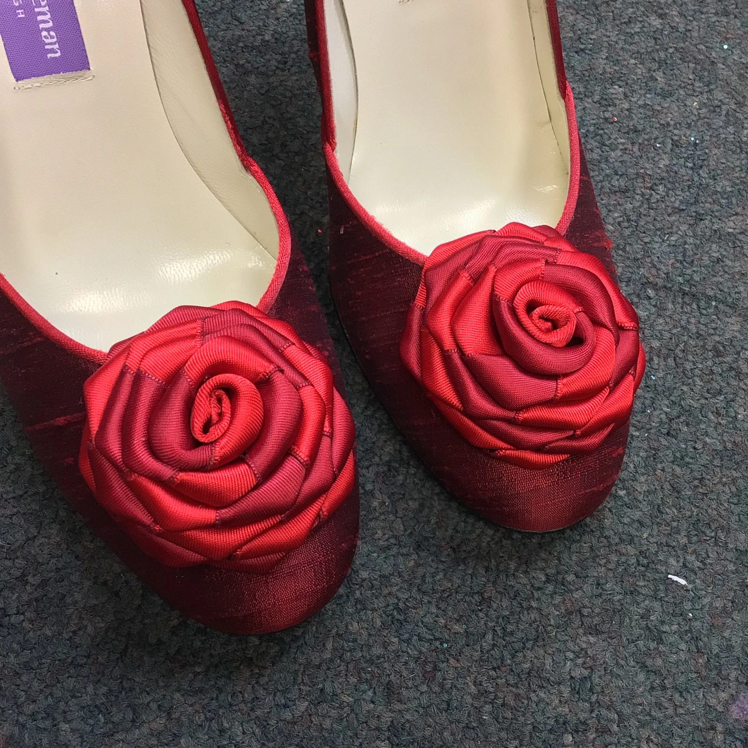 BNIB Helen Bateman Dolly Rose Ruby Red Heeled Shoes Size 35