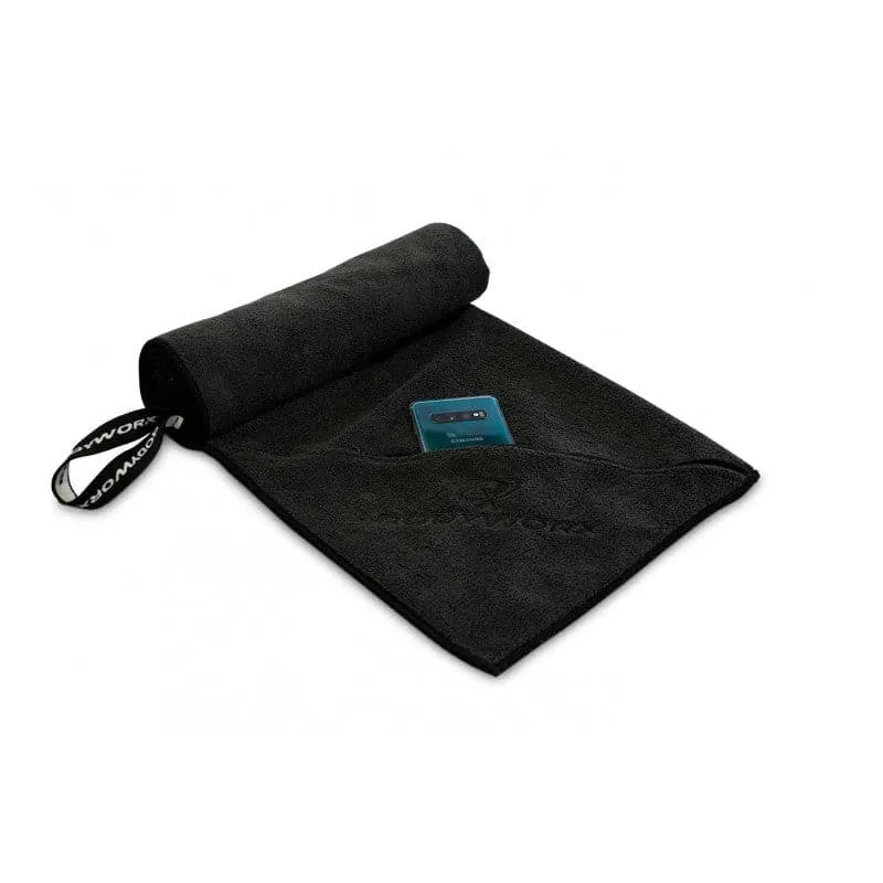 BODYWORX BLACK MICROFIBRE GYM TOWEL