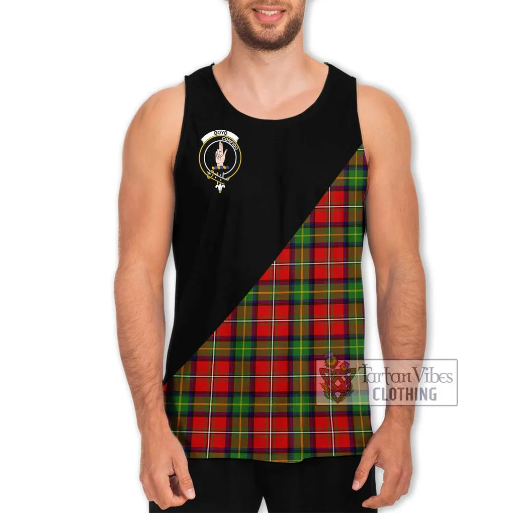 Boyd Tartan Men's Tank Top with Family Crest and Military Logo Style