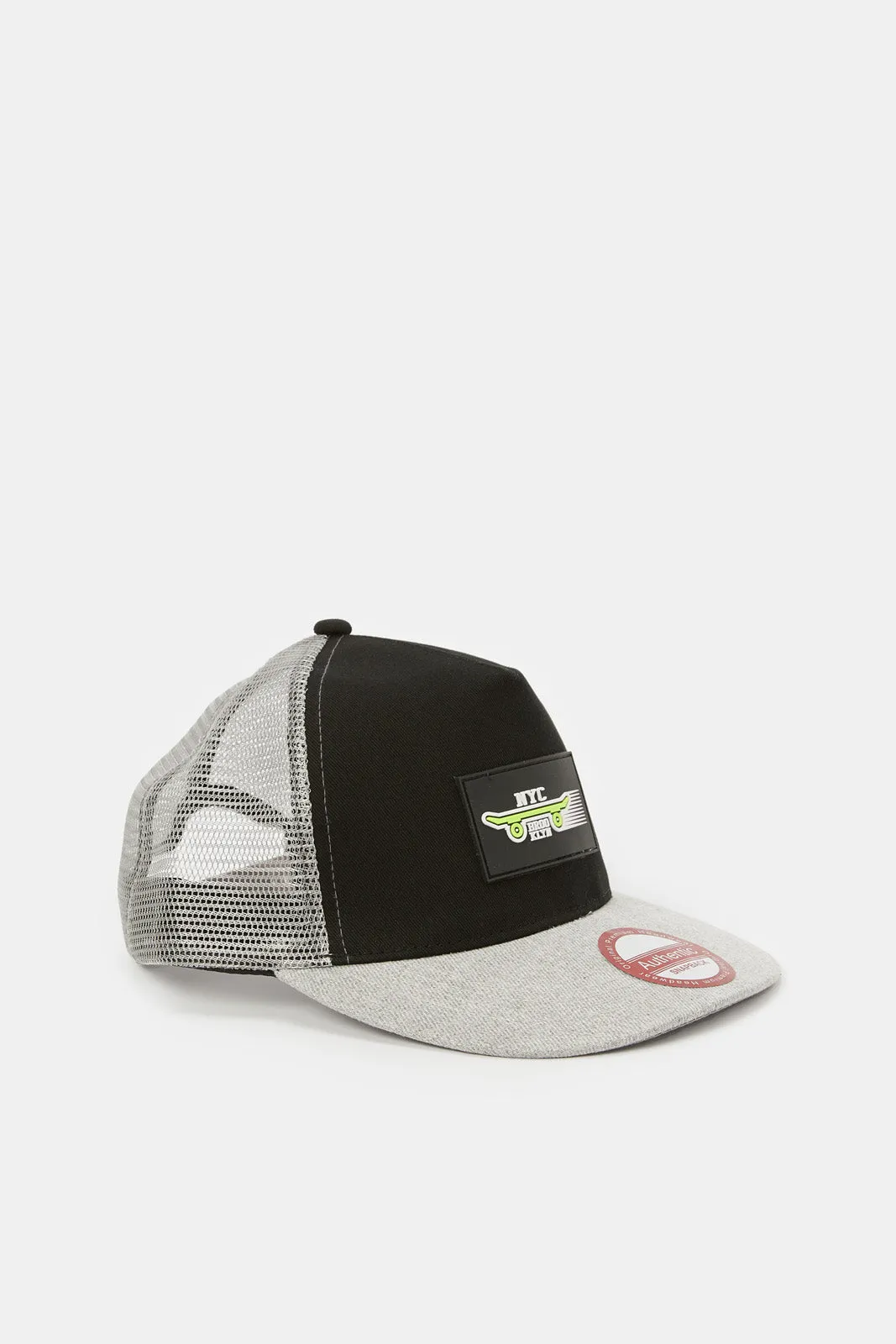 Boys Grey And Black Cap With Patch