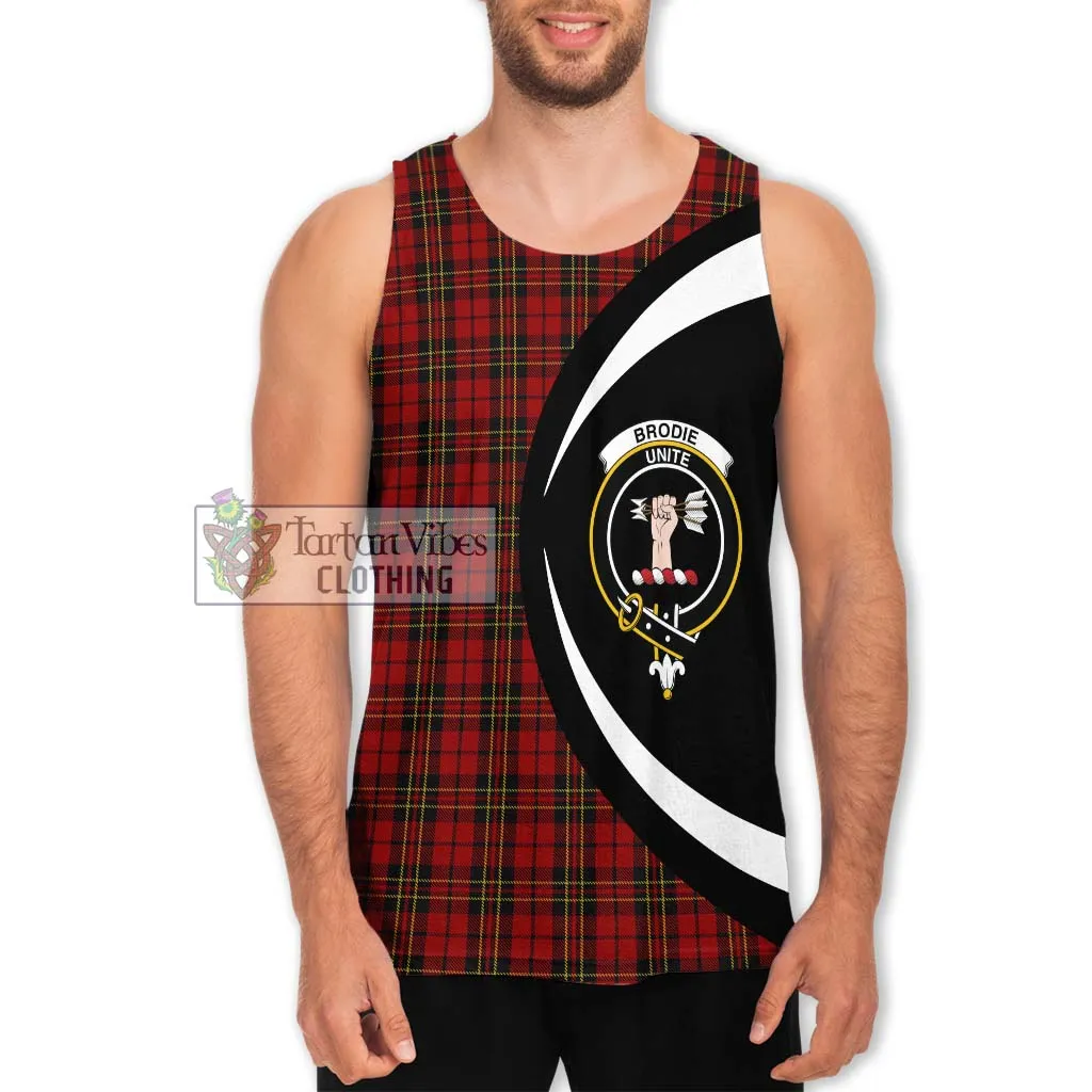 Brodie Tartan Men's Tank Top with Family Crest Circle Style