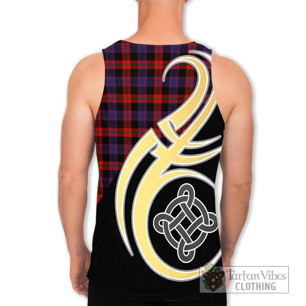 Broun Modern Tartan Men's Tank Top with Family Crest and Celtic Symbol Style