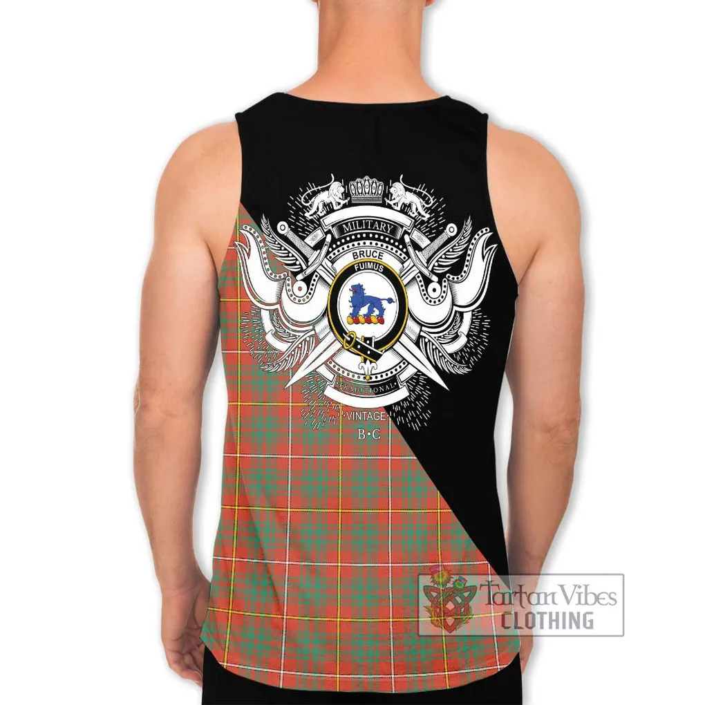 Bruce Ancient Tartan Men's Tank Top with Family Crest and Military Logo Style