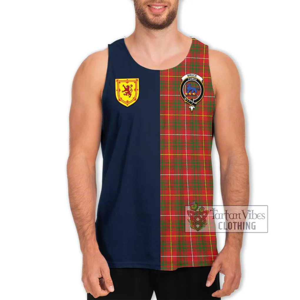 Bruce Modern Tartan Men's Tank Top Alba with Scottish Lion Royal Arm Half Style