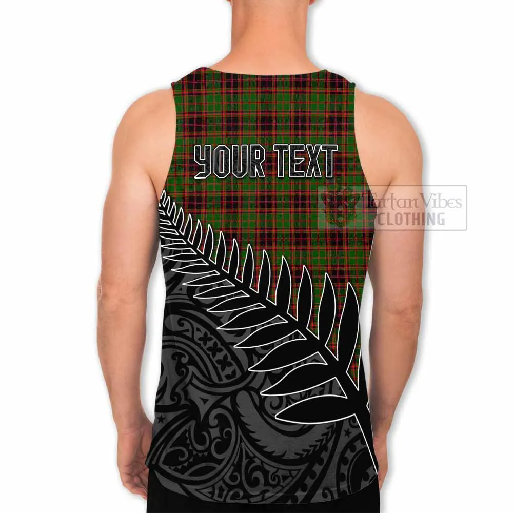 Buchan Crest Tartan Men's Tank Top with New Zealand Silver Fern Half Style