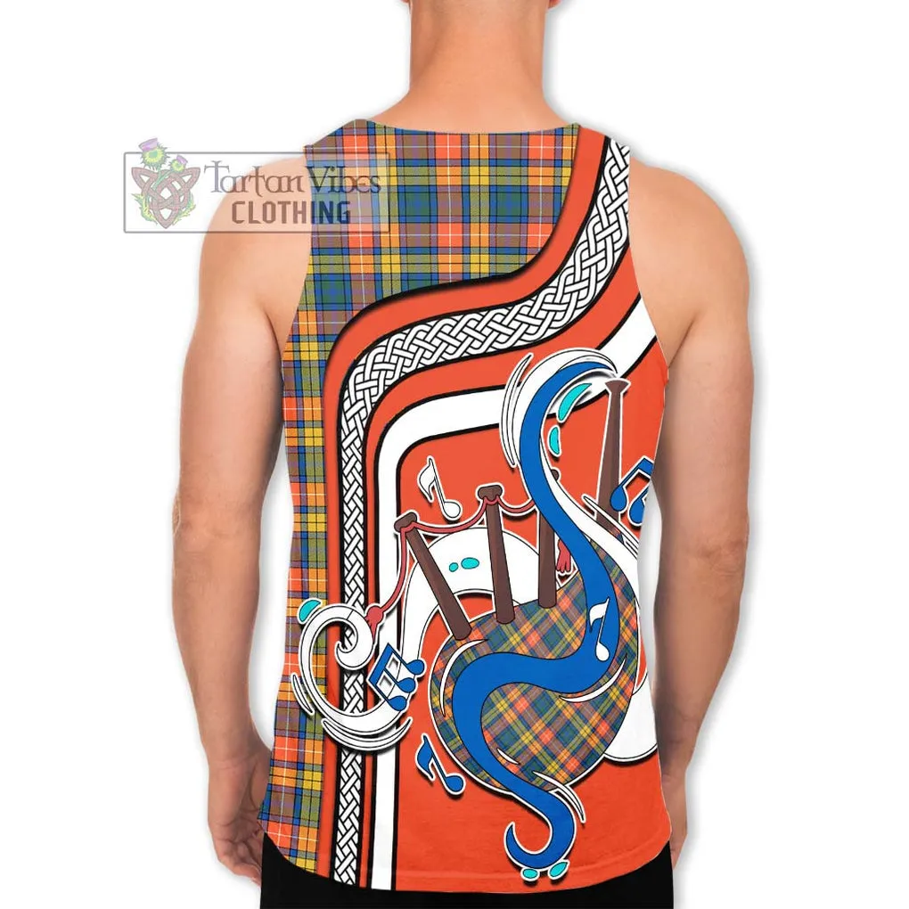 Buchanan Ancient Tartan Men's Tank Top with Epic Bagpipe Style