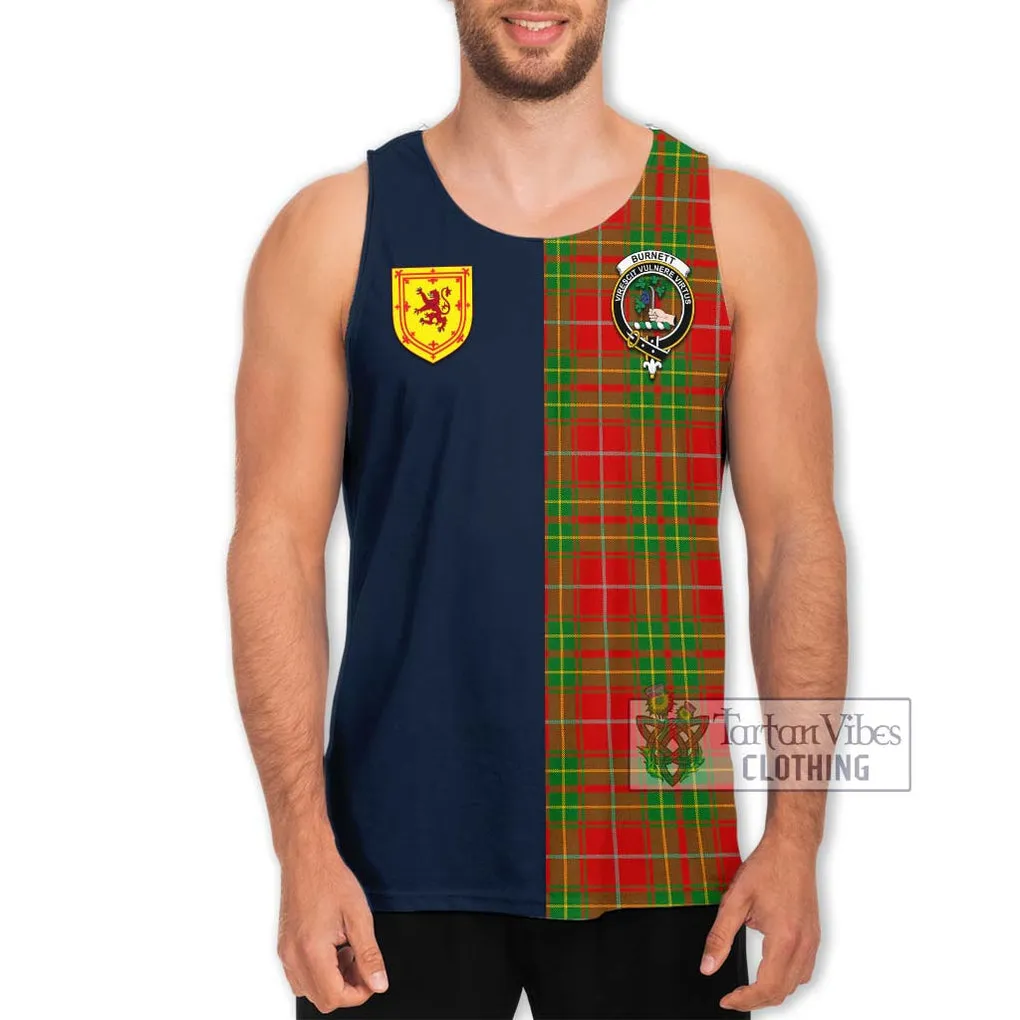 Burnett Tartan Men's Tank Top Alba with Scottish Lion Royal Arm Half Style