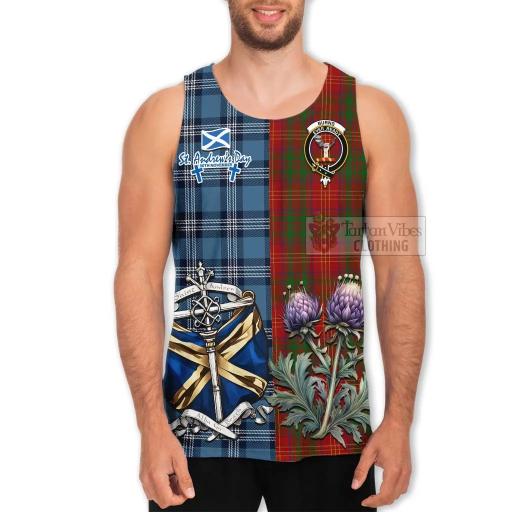 Burns Tartan Men's Tank Top Happy St. Andrew's Day Half Tartan Style