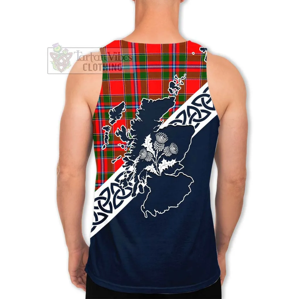 Butter Tartan Men's Tank Top Featuring Thistle and Scotland Map