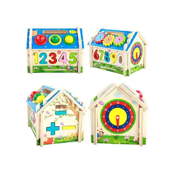 Children Early Learning Educational Toys Number Shape Building Block Toy House Model Toy Gift